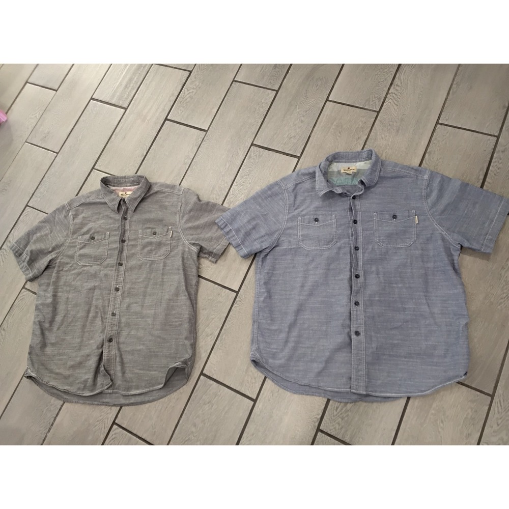 WOOLRICH Mens XL Bundle Gray Chambray Short Sleeve Button